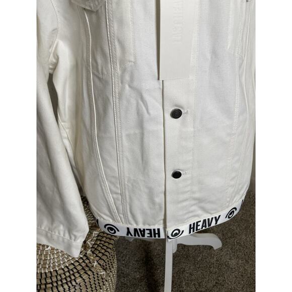 New! Last Heavy Mens XL Made in USA White Denim Jean Jacket ‘Teenage Wolf Pack’ - Picture 5 of 9